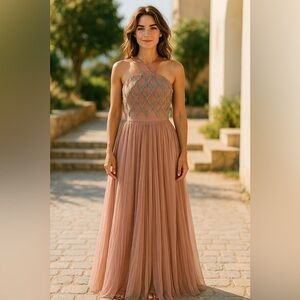 New ASOS Bridesmaid Tulle Sequin Bow Back Maxi Dress 2